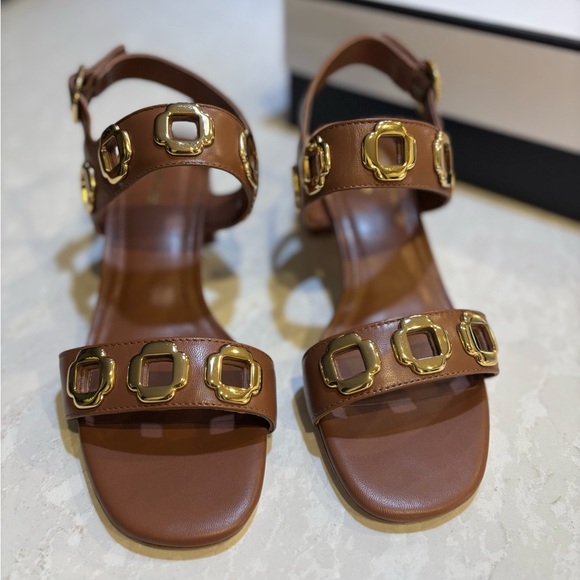 Larroudé Milan Sandal In Caramel Leather - Picture 7 of 8